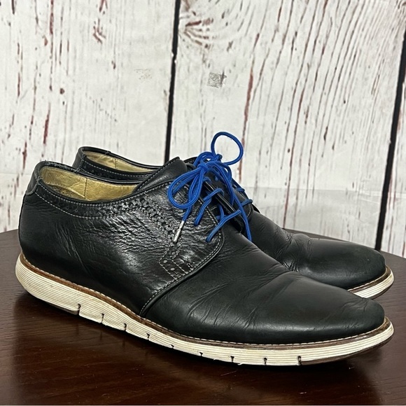 BROOKS Men\'s Black Leather Sneakers Dressy Shoes Blue Laces 9.5 main image 7